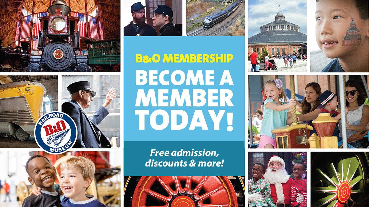 This Sun, Oct. 11 is B&amp;O Members' day! Members are invited to join us for free kids' rides from 11 AM-1 PM, free coffee, &amp; a train ride at 1 PM. Then, stick around to see a special screen painting demonstration at 2:30!
Become a member today: borail.org/Individual-Fam…