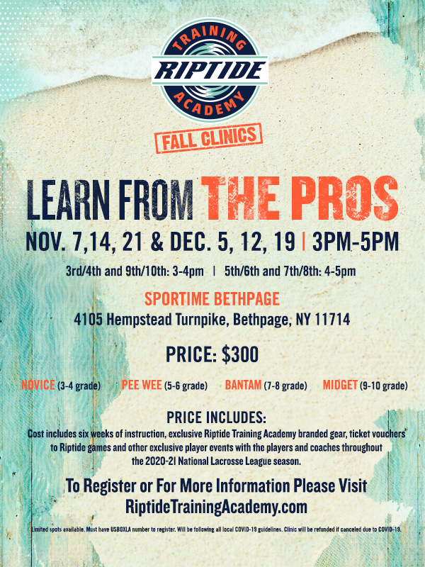 BackOfTheCage's tweet photo. #Event Announcement: @NewYorkRiptide Training Academy - Learn From The Pros❗

📅 November &amp; December
📍 @SportTimeBE, Bethpage NY
ℹ️  #LacrosseBoys in Grades 3rd-10th

Register @ https://t.co/RiATewbIDF | @RiptideTraining https://t.co/OrqoRaJQ8z
