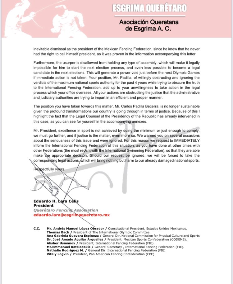 Paola Pliego (@paolapliego) on Twitter photo Recibieron este documento, <a href="/CarlosPBMx/">Carlos Padilla B.</a> <a href="/AnaGGuevara/">AnaGuevara</a> espero esta vez si hagan lo CORRECTO ya que la ley y los tribunales son muy claros dejen de proteger federativos delincuentes y VEAN POR LOS ATLETAS,ellos deberían contar con ustedes y su apoyo incondicional SIEMPRE Recibieron este documento, <a href="/CarlosPBMx/">Carlos Padilla B.</a> <a href="/AnaGGuevara/">AnaGuevara</a> espero esta vez si hagan lo CORRECTO ya que la ley y los tribunales son muy claros dejen de proteger federativos delincuentes y VEAN POR LOS ATLETAS,ellos deberían contar con ustedes y su apoyo incondicional SIEMPRE