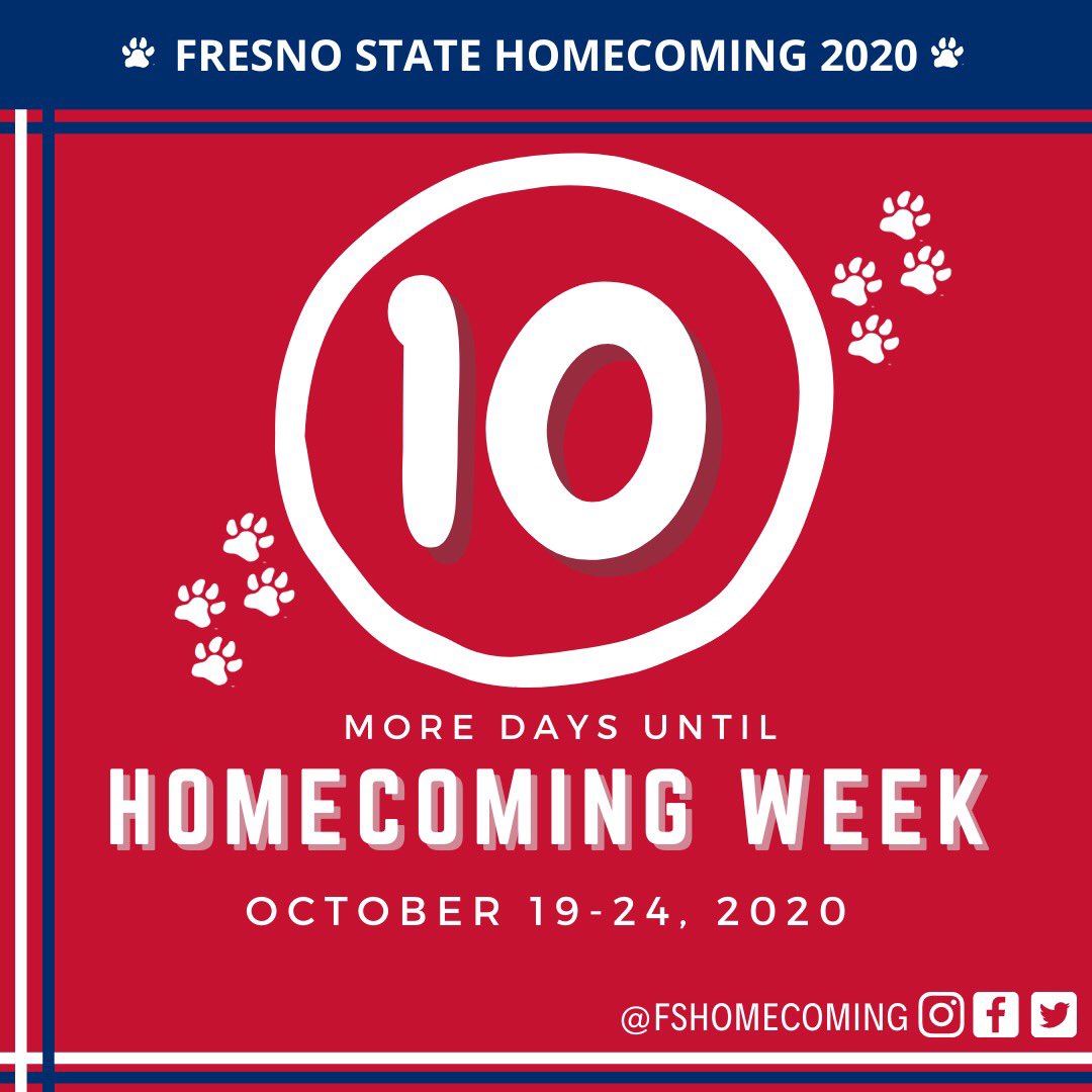 Mark your calendars! We are officially 10 days away from this year’s #FSHomecoming Week!!❤️💙🎉

We are super excited to make new memories, show #BulldogSpirit, and experience a virtual “Home Sweet Homecoming” with you all!😆🐾

#FSHomecoming Week is October 19 - October 24🐶