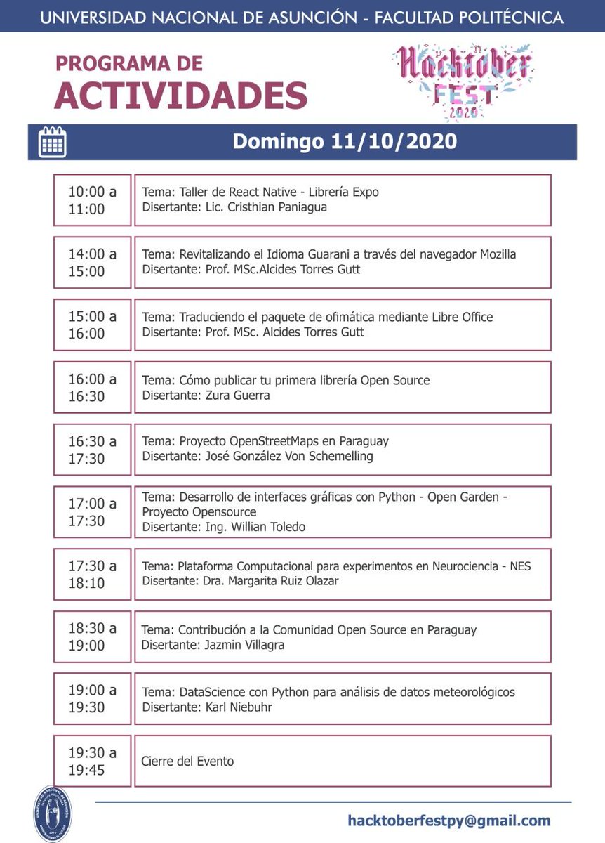 hacktoberfestpy's tweet image. Se viene la #HacktoberFest Py 2020. El Hacktoberfest es una celebración de open source anual que se realiza todo el mes de Octubre en todo el mundo y es organizado por DigitalOcean en compañia de Intel y DEV.to

Informes e inscripciones: 
bit.ly/3nuoMrU