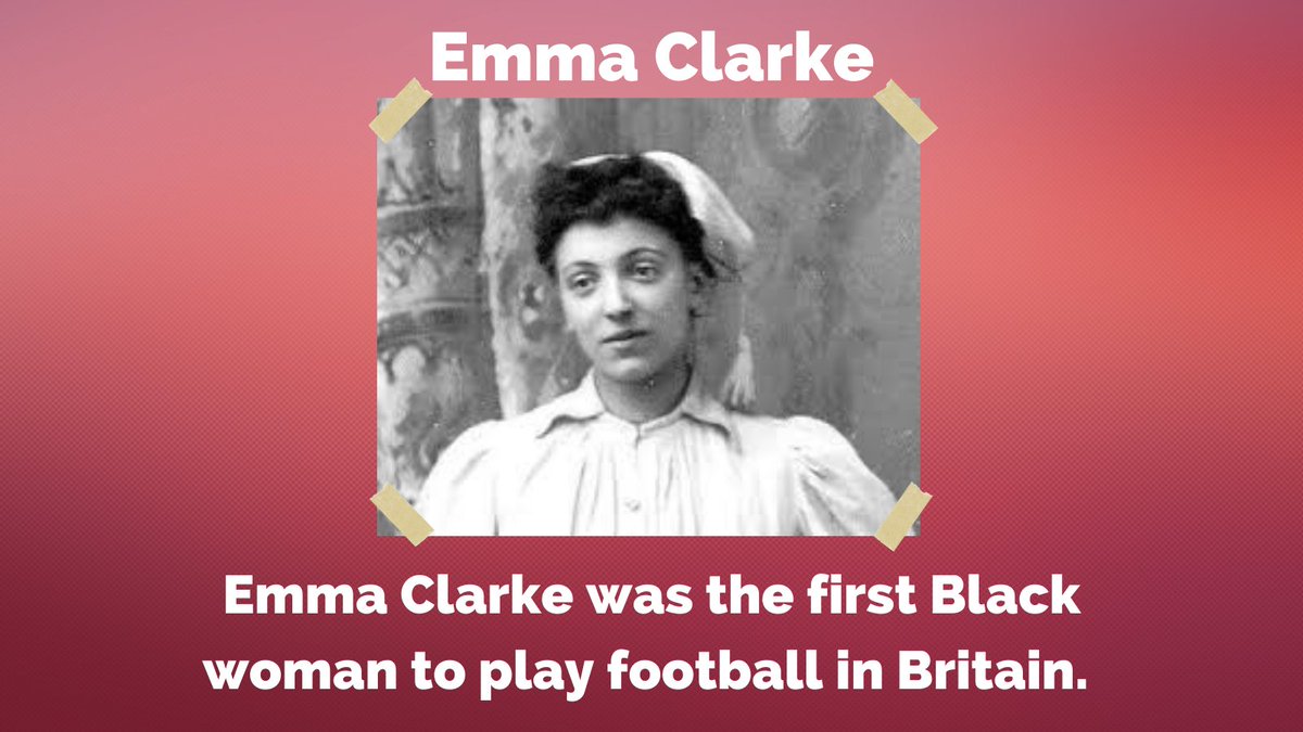 Emma Clarke was the first Black woman to play football in Britain. She made her debut in 1895 in front of an estimated crowd of over 10,000 spectators at Crouch End in London. A later tour of Scotland attracted crowds of thousands #BlackHistoryMonth #BlackHistoryIsBritishHistory