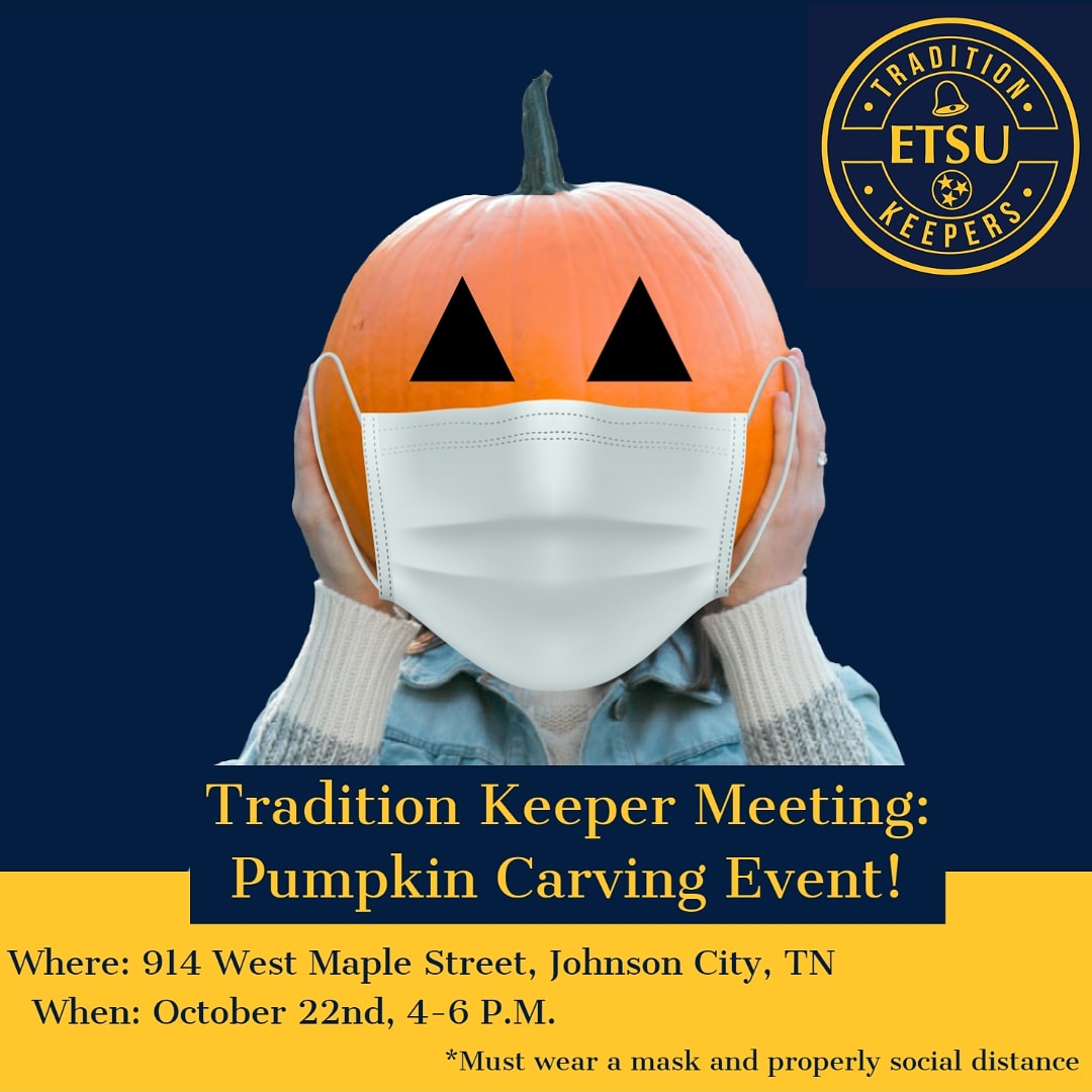 🎃There are 35 spots available for sign up. Everyone that registers will receive a pumpkin and tools. You can register for this event by Direct Messaging us. Registration is on a first-come first-serve basis. We will adhere to all guidelines outlined in ETSU’s COVID-19 response.