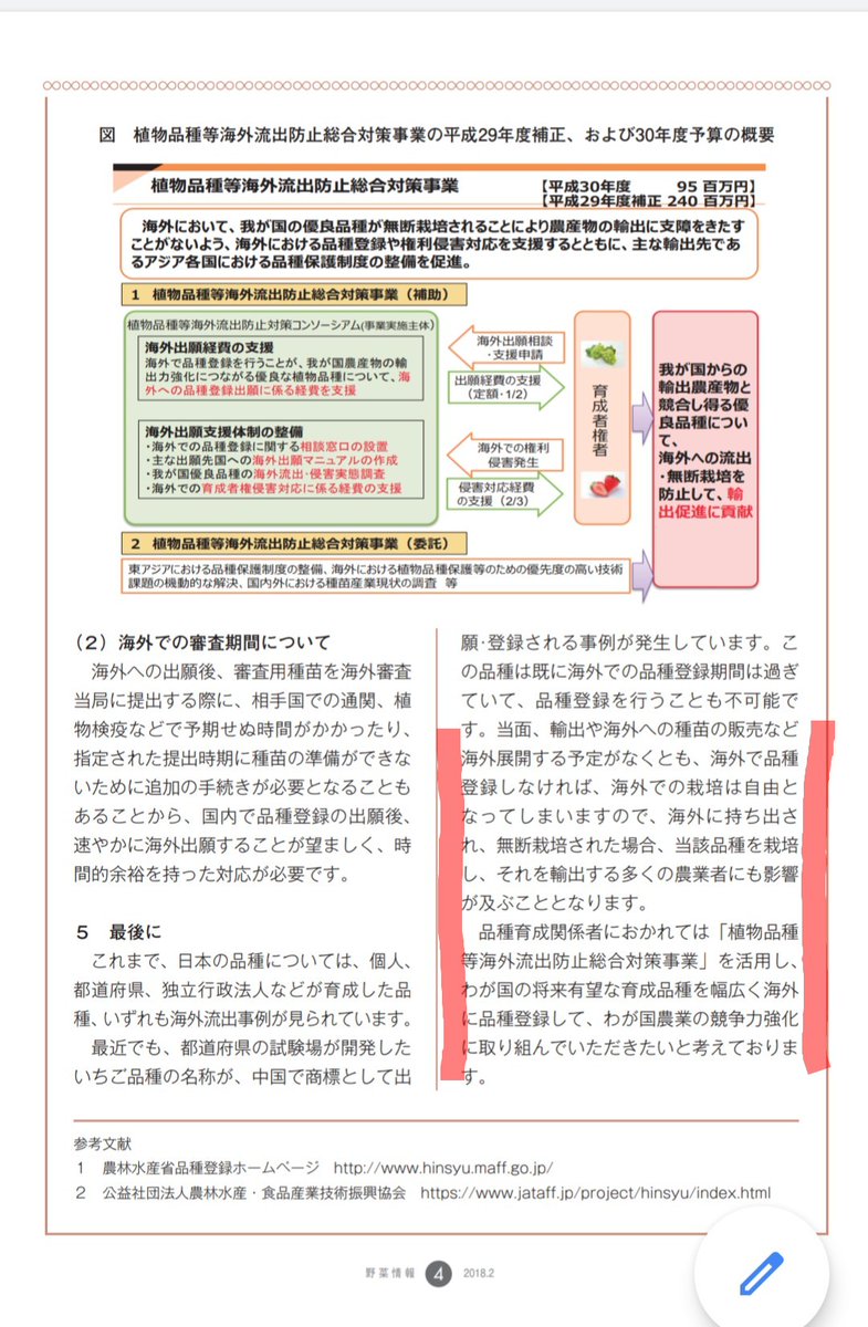 kaz_fukuyama's tweet photo. 種苗法を改正して自家採種を原則禁止しても種苗の海外持出しは防げません。種苗法は国内法にすぎず海外で取締りが出来ないからです。それを防ぐには海外で品種登録するしかない。それは農水省も認めていることです。結局自家採種禁止は国内農家が打撃を受けるだけです。 https://t.co/jyfN45IvZf