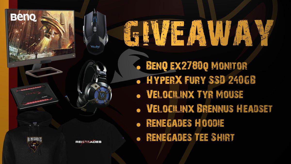 Renegades's tweet image. In honor of our upcoming event. How about a Renegades care package giveaway?!

Requirements: Must be following @Renegades , RT &amp;amp; Like this post. And tag one friend!

#RNGFAM

Note: Winner to be announced live on stream Sunday during the event.