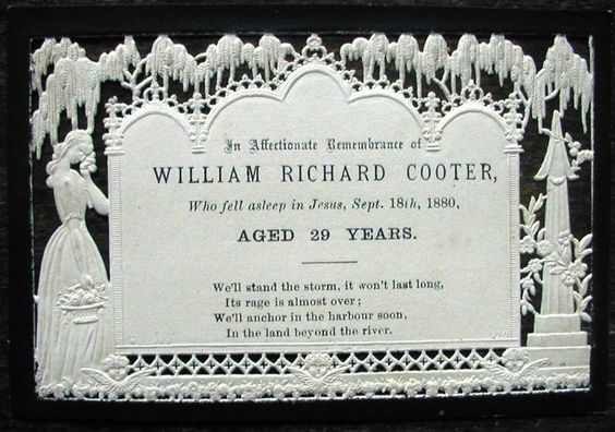 A mourning card was a sort of ticket to a high profile funeral. It was proof that you were invited and were close to the family of the recently dead. For large funerals of high status, the general public would certainly not have been allowed to attend.