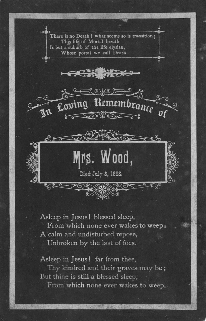 A mourning card was a sort of ticket to a high profile funeral. It was proof that you were invited and were close to the family of the recently dead. For large funerals of high status, the general public would certainly not have been allowed to attend.