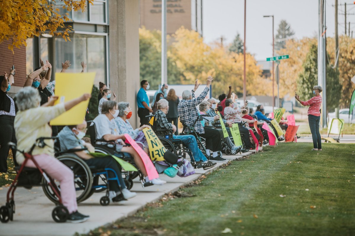 CBSNewsColorado's tweet photo. Nursing Home Residents In Greeley Protest COVID-19 Restrictions https://t.co/DMCjlzmMxL https://t.co/0Gzk2dxSsU