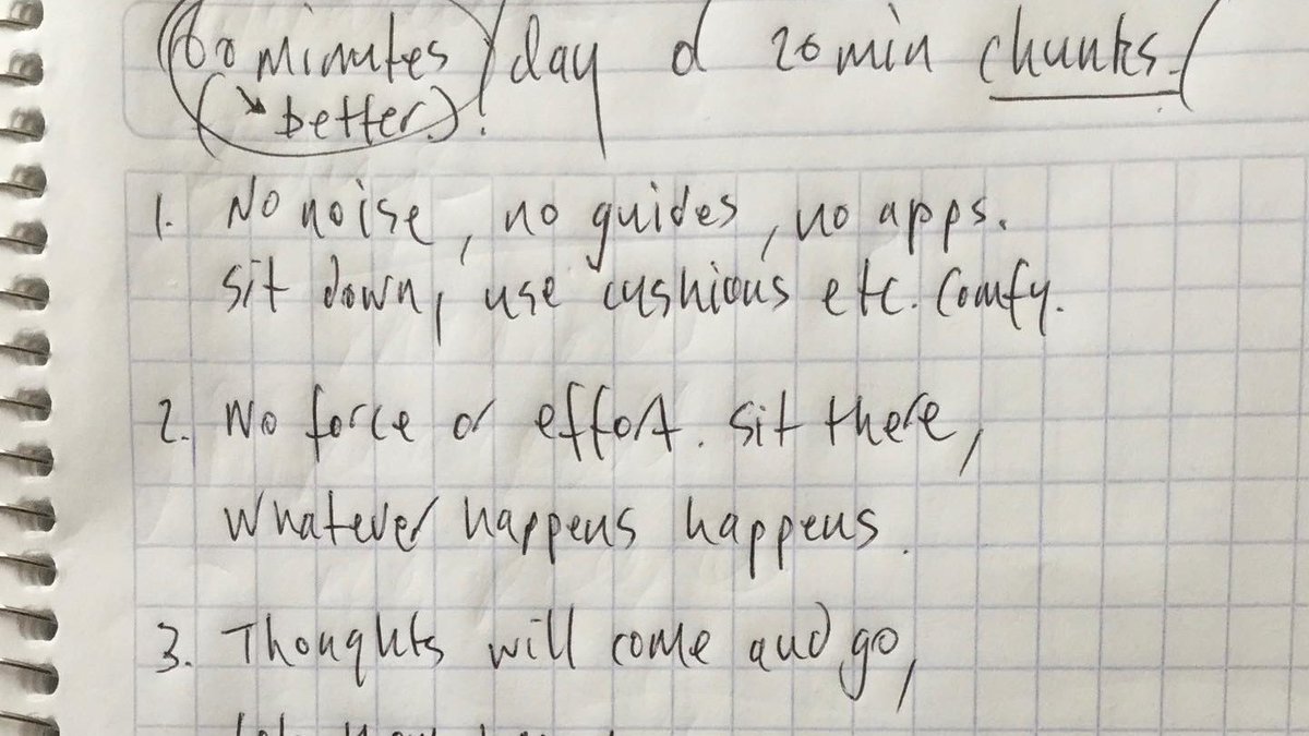 jamesforshw's tweet photo. Quick notes from a session this week when a client asked me how to start meditating. https://t.co/VquQduZjuT