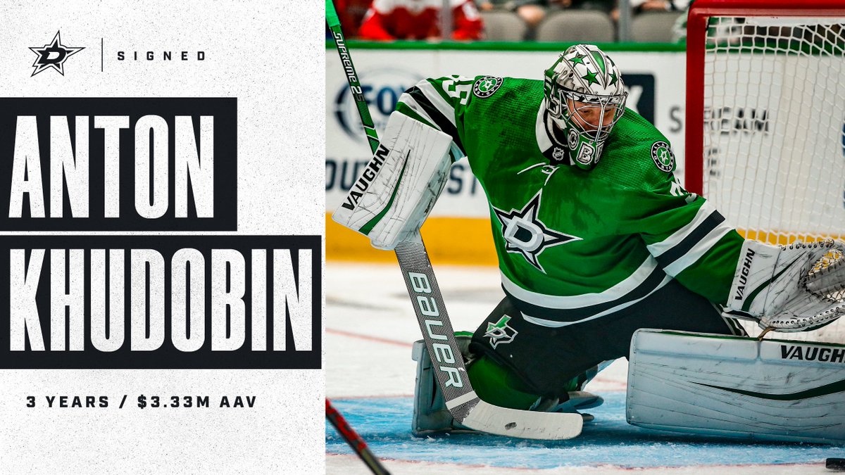 DallasStars's tweet photo. It's OFFICIAL ✅

We have signed Anton Khudobin to a three-year contract worth $10 million

📝 https://t.co/miL9fZpFkt https://t.co/4Hpbf947h2