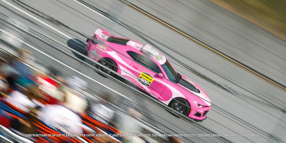 TeamChevy's tweet photo. If this #Camaro is pacing the field, we are raising funds for the @AmericanCancer Society at a rate of $200/lap. We're at 54 laps and counting.

Support the cause by sharing what drives you using #IDriveFor and #Chevy will contribute $5 up to $220,000. https://t.co/Nt4PTQBBy5