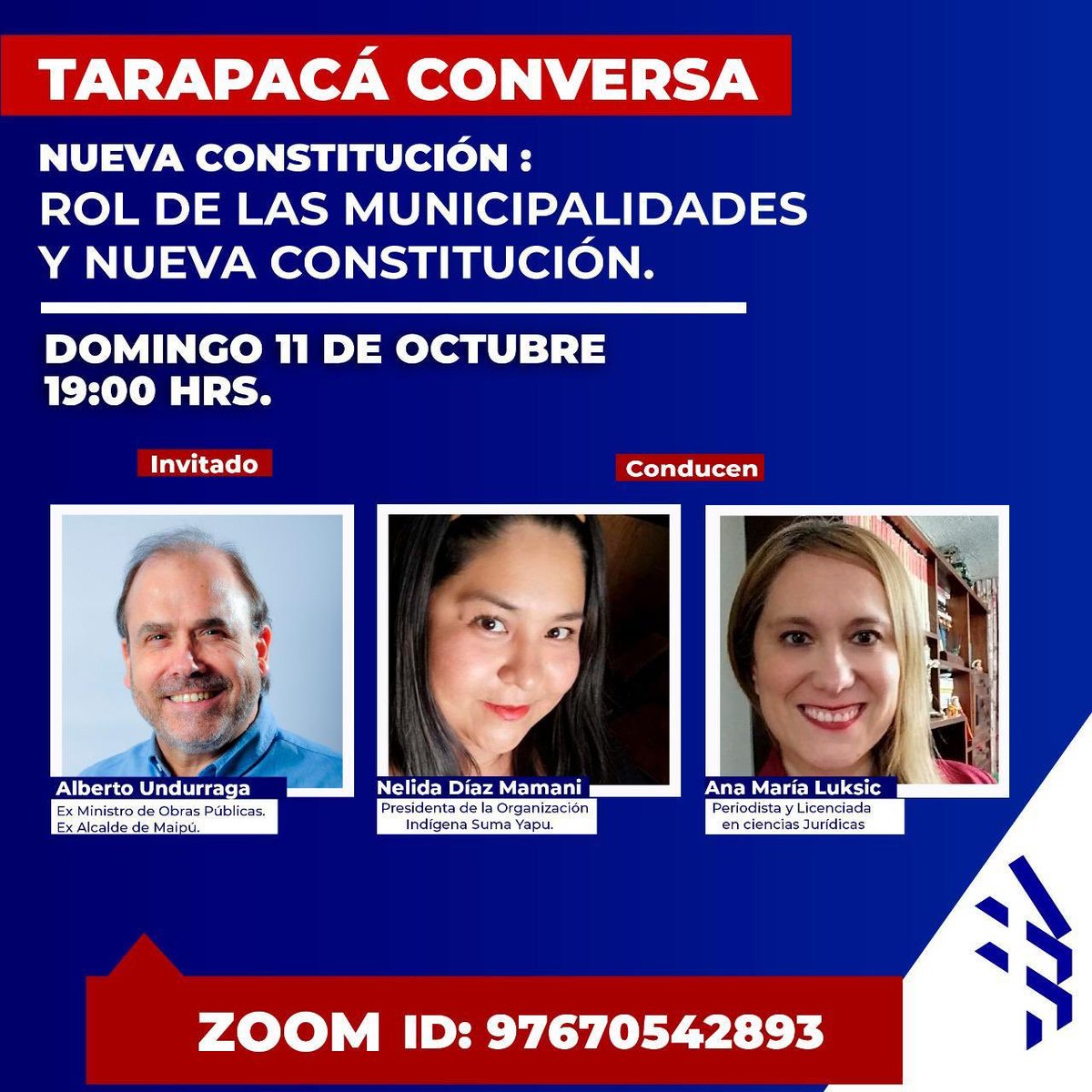 Todos invitados a esta importante instancia informativa y de conversación. 
#Iquique #Tarapacá 
💙❤️💙
#Apruebo
#SomosLaDC