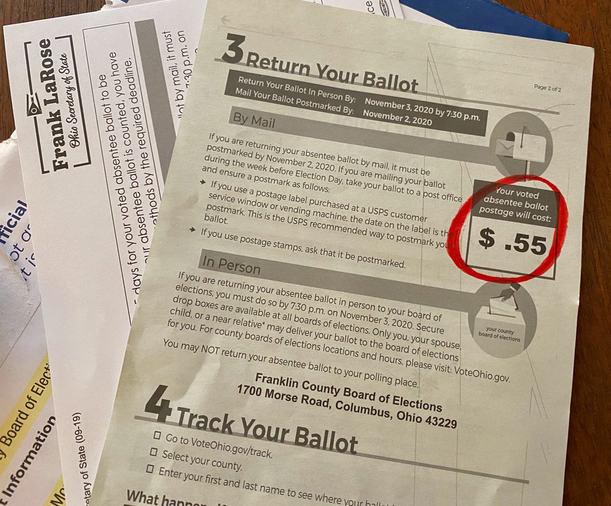 Before you mail back your absentee ballot, make sure you have enough postage. Ballots in some counties may require more than one stamp! 

Check out step 3 of the instructions included with your ballot to find what you’ll need to mail it to your board of elections.