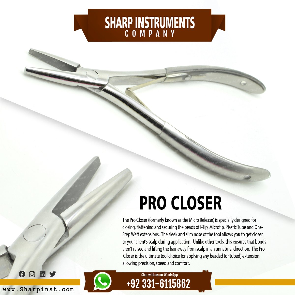 SharpCompany's tweet image. Pro Closer Hair Extensions Pliers.
#sharpinstrumentscomapny #sharpinst #wefttool #hybridextensions #hairextensionstools #handtiedextensions #clipin #clipinextensions #bridalhair #hair #bridalpony #hairstyles
#hairextensions #hairgoals #tinyextensions #microtip