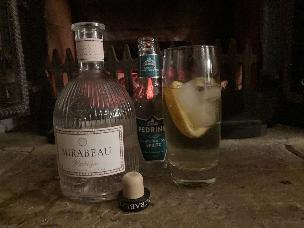 The perfect Friday night fireside spritz, pairing Mirabeau Rosé Gin and our Vermouth &amp; Tonic Spritz.