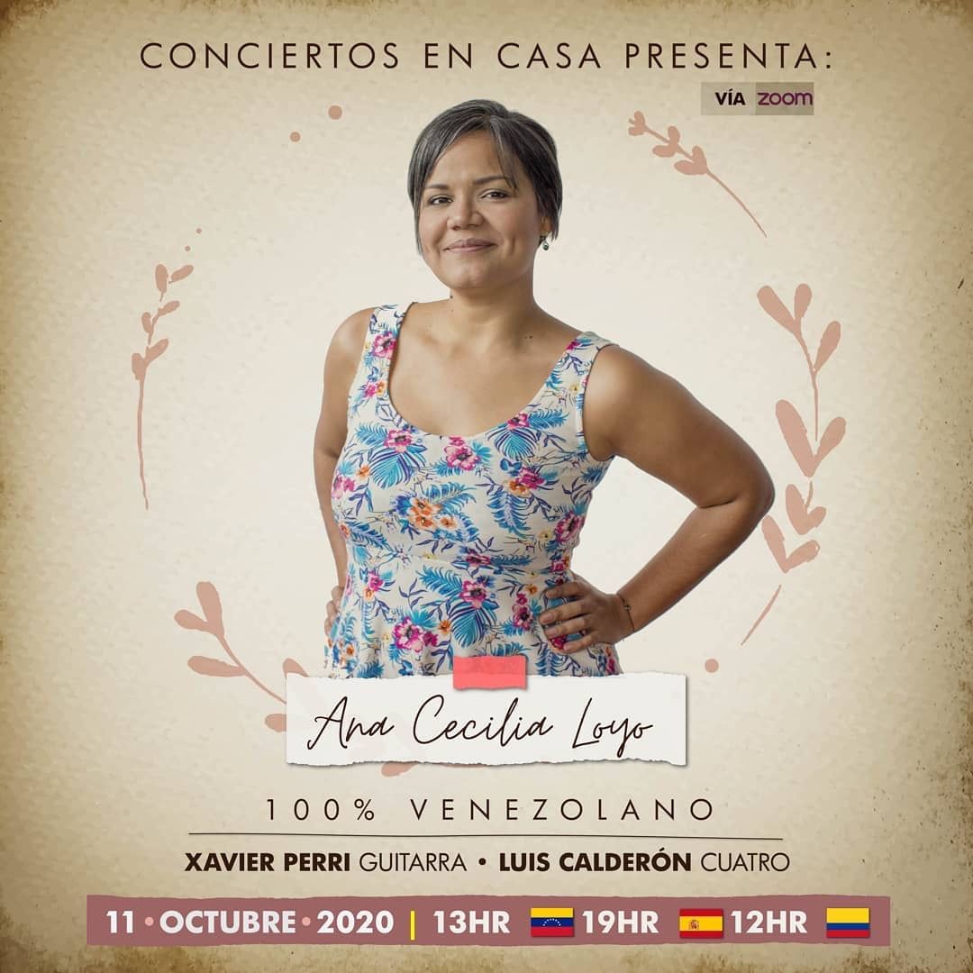 Este domingo 11 la cantante <a href="/anacecilialoyo/">Ana Cecilia Loyo</a> ofrecerá un concierto vía zoom de pura música venezolana😍👏🏽🎶, acompañada por <a href="/xavierperri/">Xavier Perri</a> (guitarra) y Luis Calderón (cuatro).

Entérate de los detalles por aquí:👇🏽

bit.ly/33K4Idl