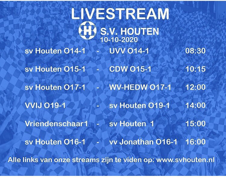 Morgen via livestream wedstrijden kijken van #svhouten de link:  svhouten.nl/livestream-wed… #knvb #voetbal