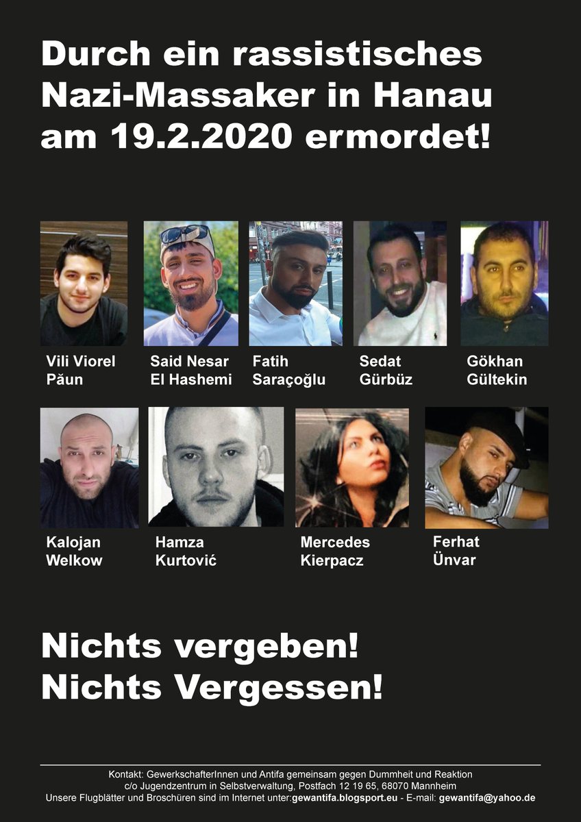 gewantifa1's tweet photo. https://t.co/Jwh1MgJ45B
„Das skandalöse Verbot der Demonstration am 22. August 2020 in Hanau gegen das rassistische Nazi-Massaker am 19. Februar 2020 in Hanau“ #SayHerName #hanau #migrantifa #gewantifa https://t.co/p4BGKEjGiB