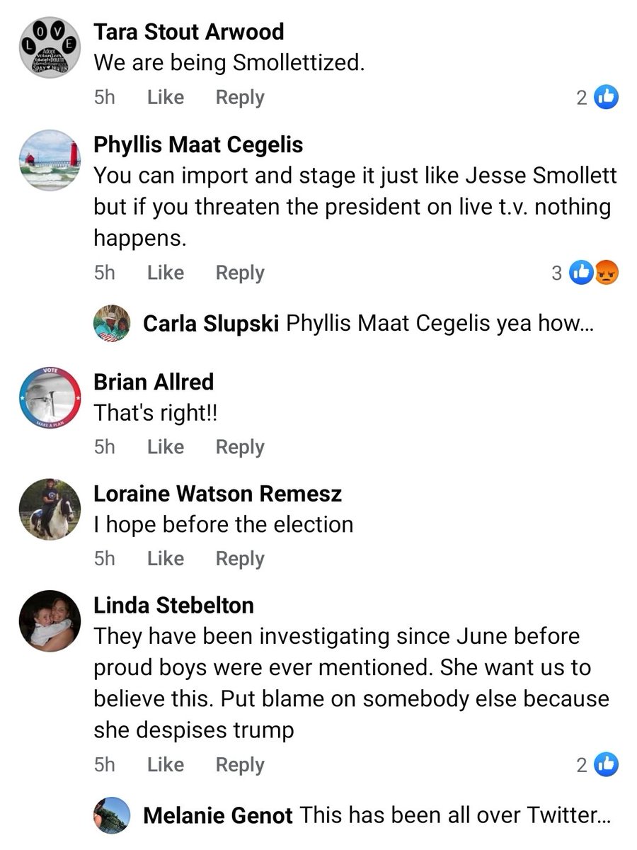 To bring it full circle, let's look at the comments that are currently up on 'The Movement' Facebook group in response to the MI  #Terrorsm plot. This is the discursive environment Henry, Shirkey,  @billhuizenga, Trump and the Chatfields have cultivated on purpose.