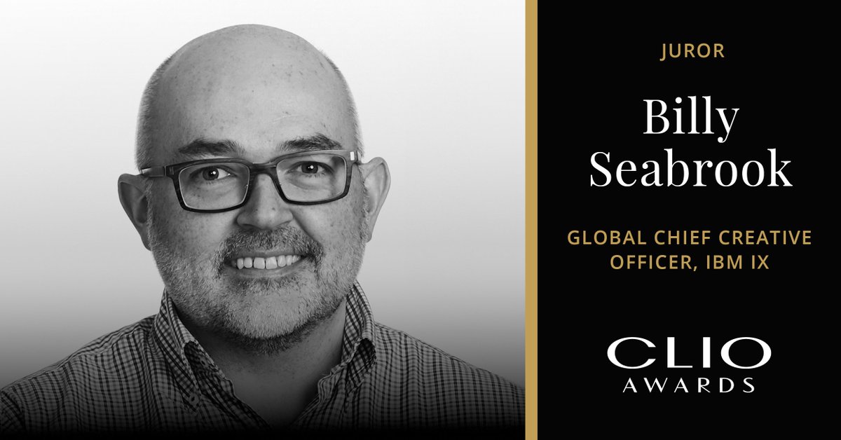 Welcome to the #ClioAwards Creative Effectiveness Jury <a href="/billyseabrook/">Billy Seabrook</a>, Global Chief Creative Officer at @IBM_iX 🏆

Get to to know the jury: bit.ly/ClioJury