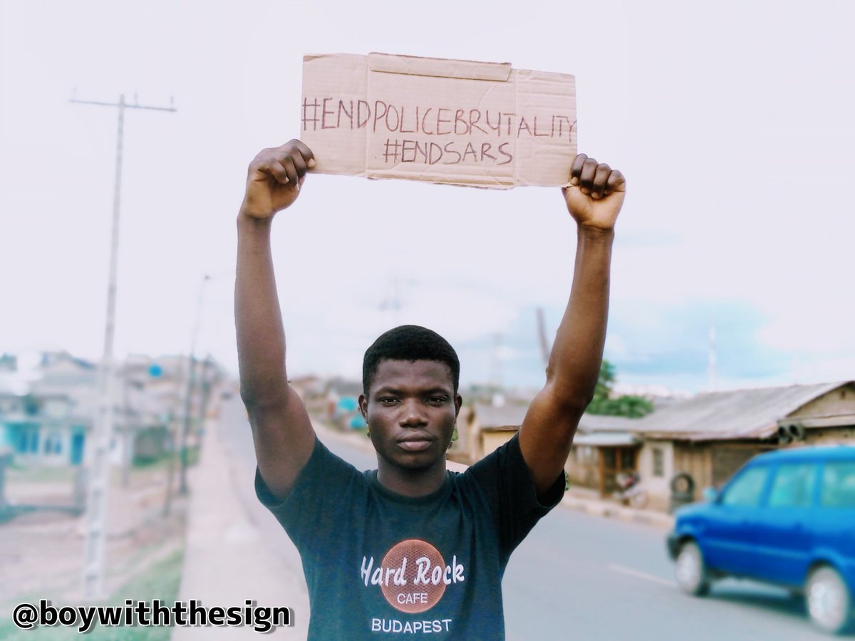 boyvisual__'s tweet photo. Let's end this together, No to Police brutality 
#EndSARS #EndSarsNow #EndPoliceBrutality #EndSARSImmediately #EndPoliceBrutalitynow #smalldoctor #mrmacaroni @TundeEddnut @tkelani  @falzthebahdguy @girlwithdsign @itsLaycon @LayonBounty @aaremusic https://t.co/DrOchdrFW4