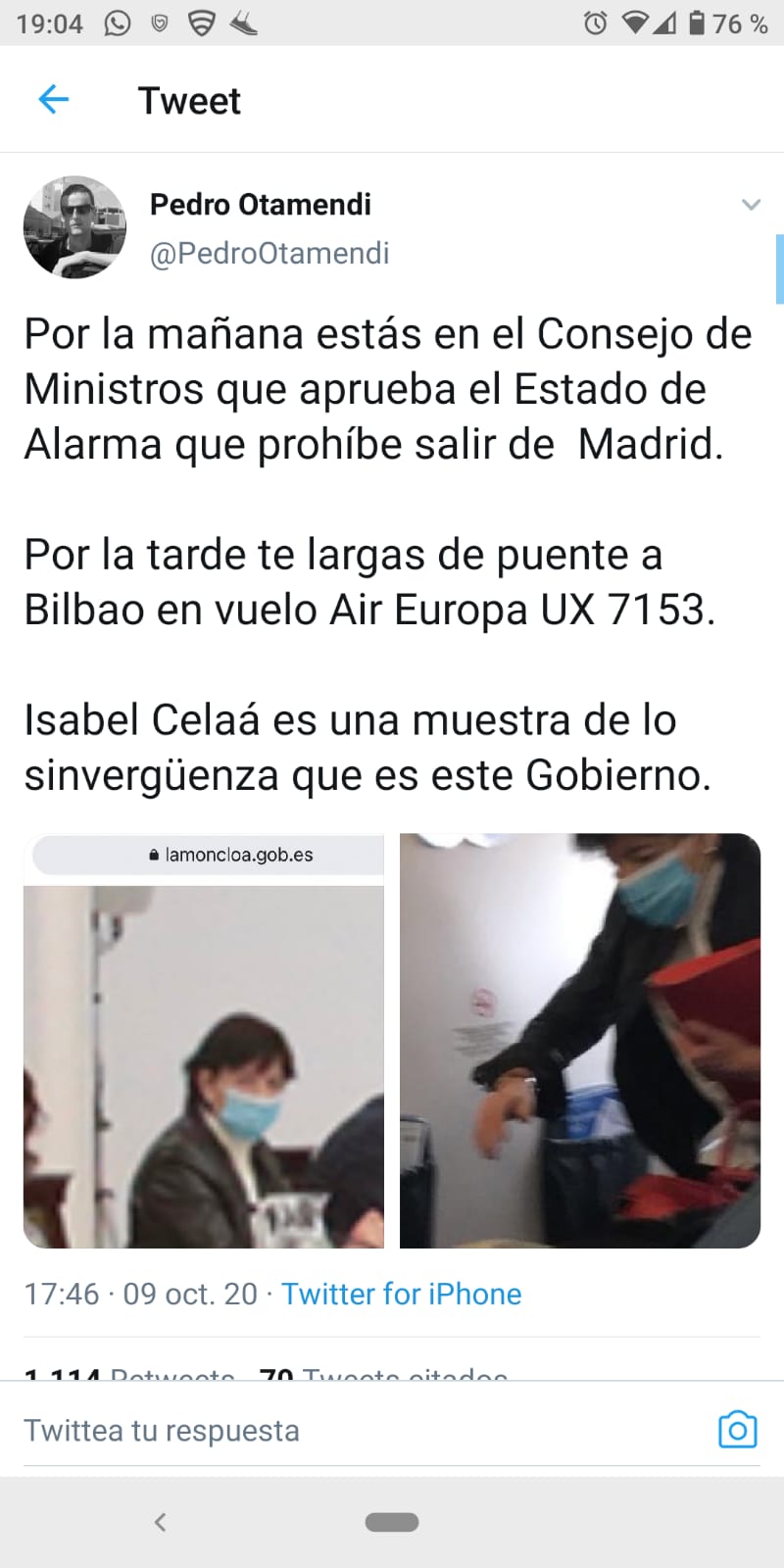 Por la mañana en el Consejo de Ministros que aprueba el estado de alarma, y por la tarde te largas de puente a Bilbao Ej6NiQJXsAIgxmZ?format=jpg&name=large