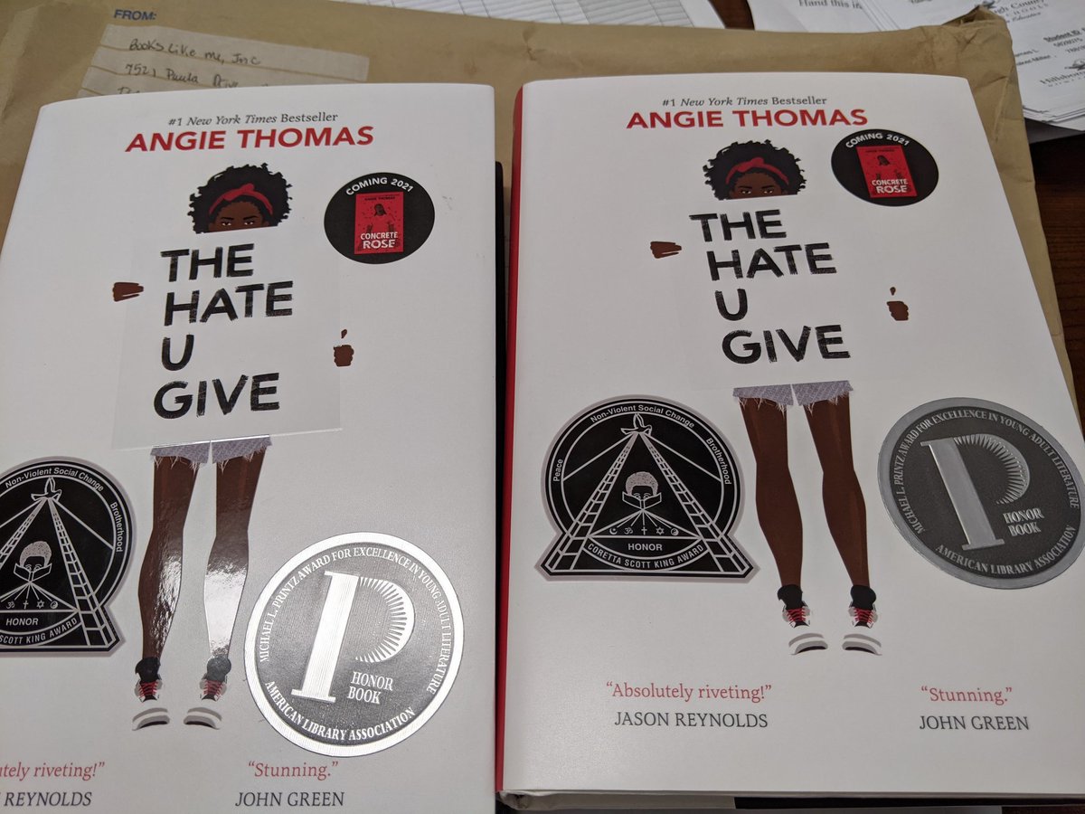 BurnsMSLibrary's tweet image. Thank you to @BooksLikeMe1 for the copies of The Hate U Give! Neither of my copies made it back to the media center last year, so I can&apos;t wait to get it back in circulation!