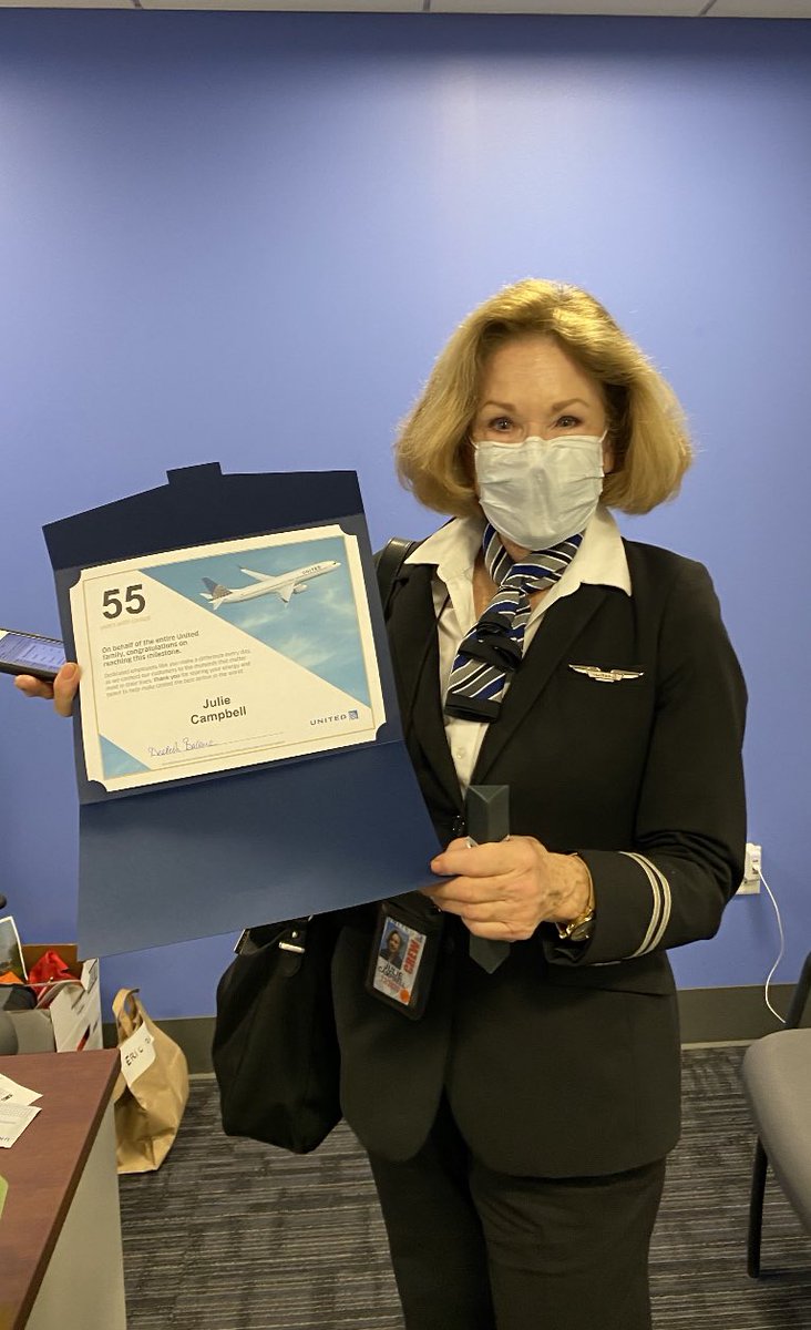deepeshbagwe's tweet photo. Congratulations Julie Campbell  for completing 55 years with United Airlines #UAIFSbaseSFO https://t.co/5iLN5Y1T92