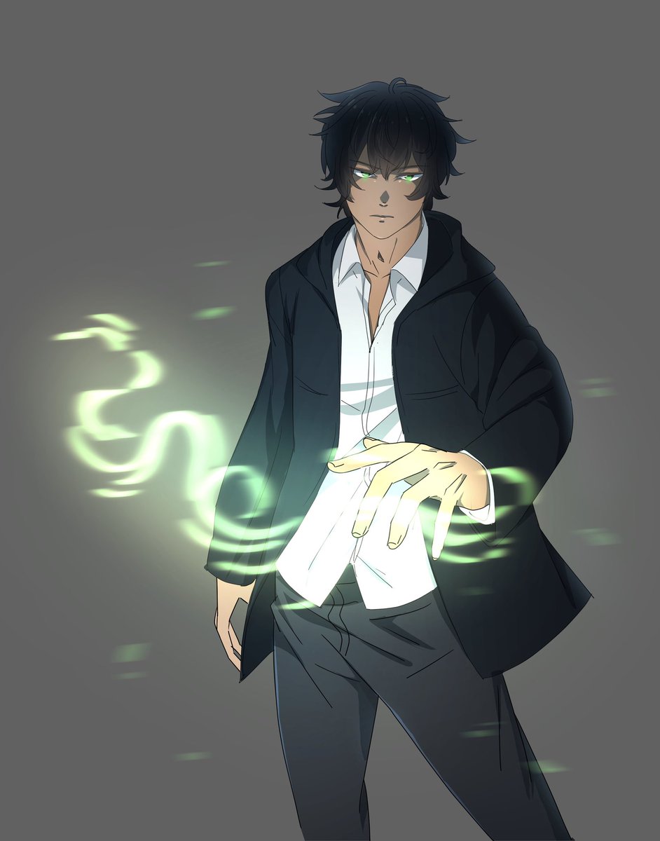 NunuSenpai's tweet photo. Today’s WEBTOON prompt is “witch” so if you didn’t expect me to draw LUMINE’s Aiden then do you really know me? #webtoon #drawwithWEBTOON https://t.co/SldJ7rTbBl