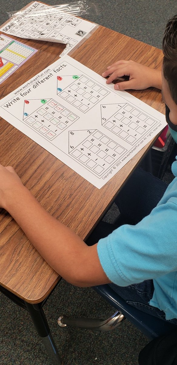 Using coloring pencils to help understand related facts. <a href="/StephensES_AISD/">Stephens Elementary</a>