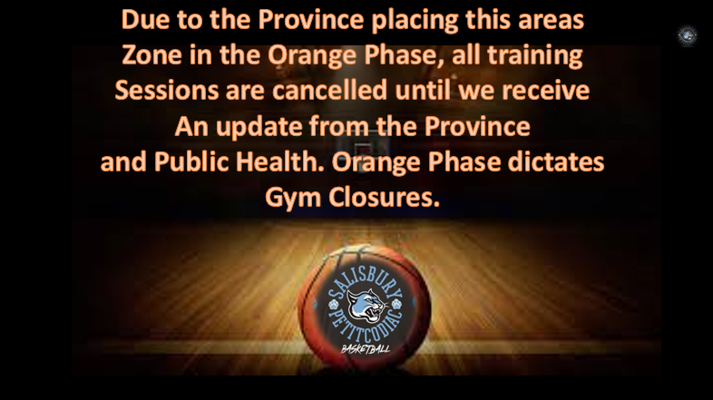 The Premier has just issued a statement that our Zone has been moved back into the Orange Phase, which includes Gym closures to ensure all of our safety. 
All planned training sessions are cancelled until we are notified by the Province of a change in this status.  
Rob Campbell