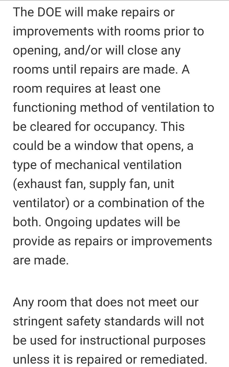 I don't want to get sick, of course. But with this schools plan, when I'm already freezing in my classroom, the ventilation reports don't actually say the air change rates and winter is coming, we're sitting ducks sitting in the same classroom for 5 hours if there's  #COVID19. 9/