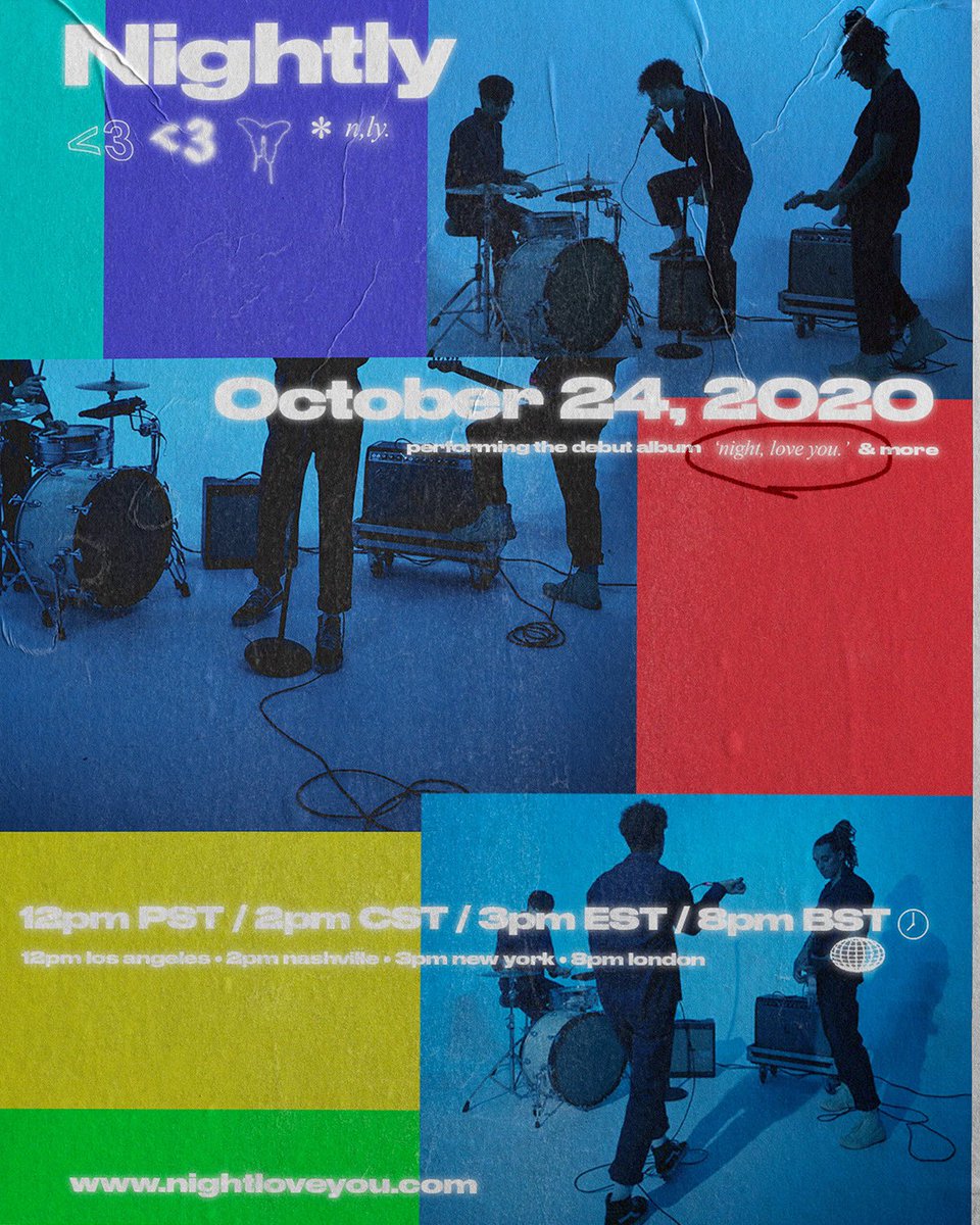 Nightly's tweet image. been working everyday to design and rehearse a live experience for the new album. it won’t be the same as having you in the room, but we are so proud of the show we’ve made. get your tickets at nightloveyou.com &amp;lt;3