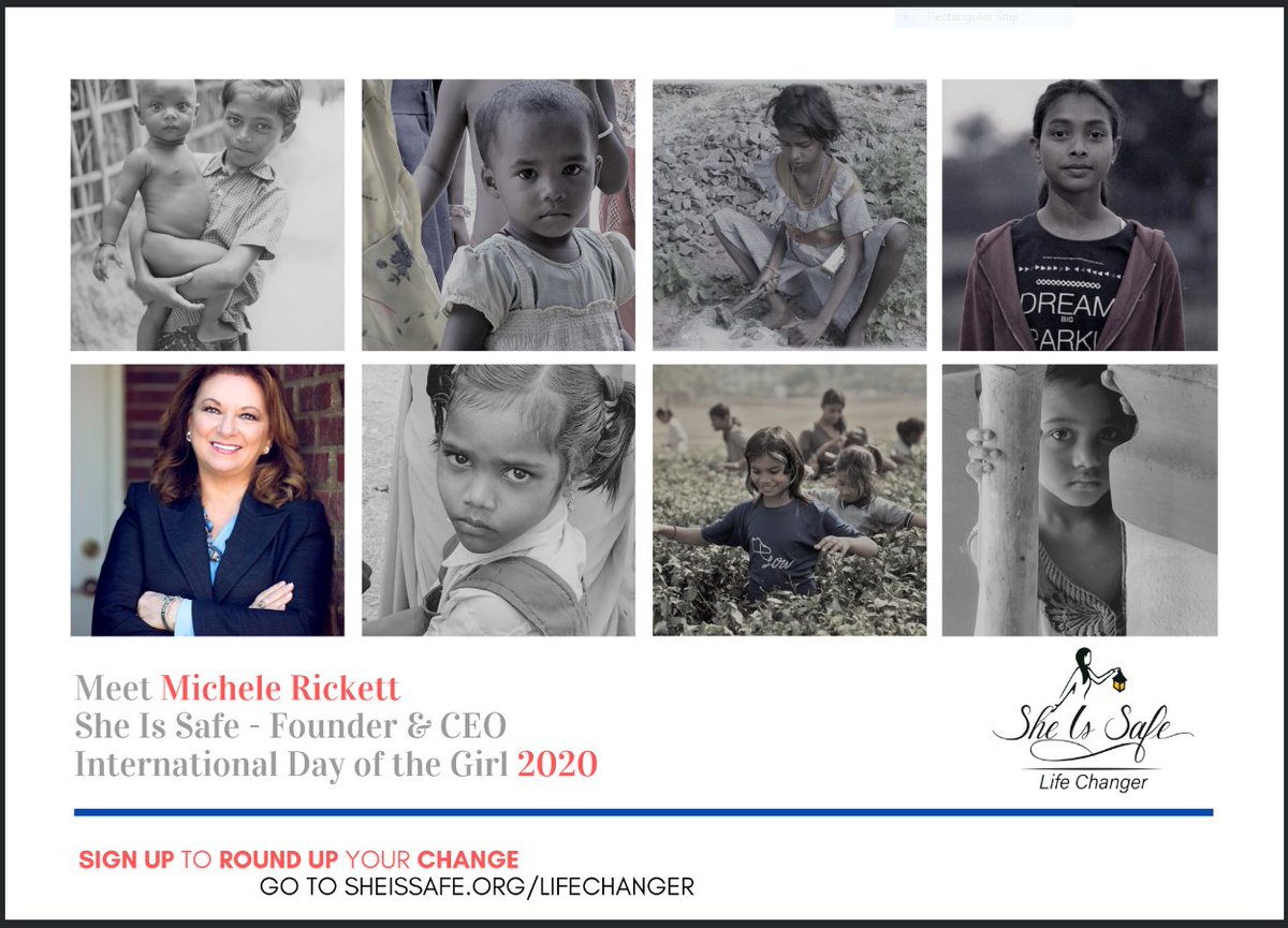 SheIsSafe's tweet image. “We use this month to tell you about the tremendous life change you have helped create with God’s help,” Michele Rickett, She Is Safe CEO/Founder
sheissafe.org/lifechanger     
#saveforgottengirls❤️#SheIsSafe  #InternationalDayoftheGirl  #endslaverynow #EndChildTrafficking