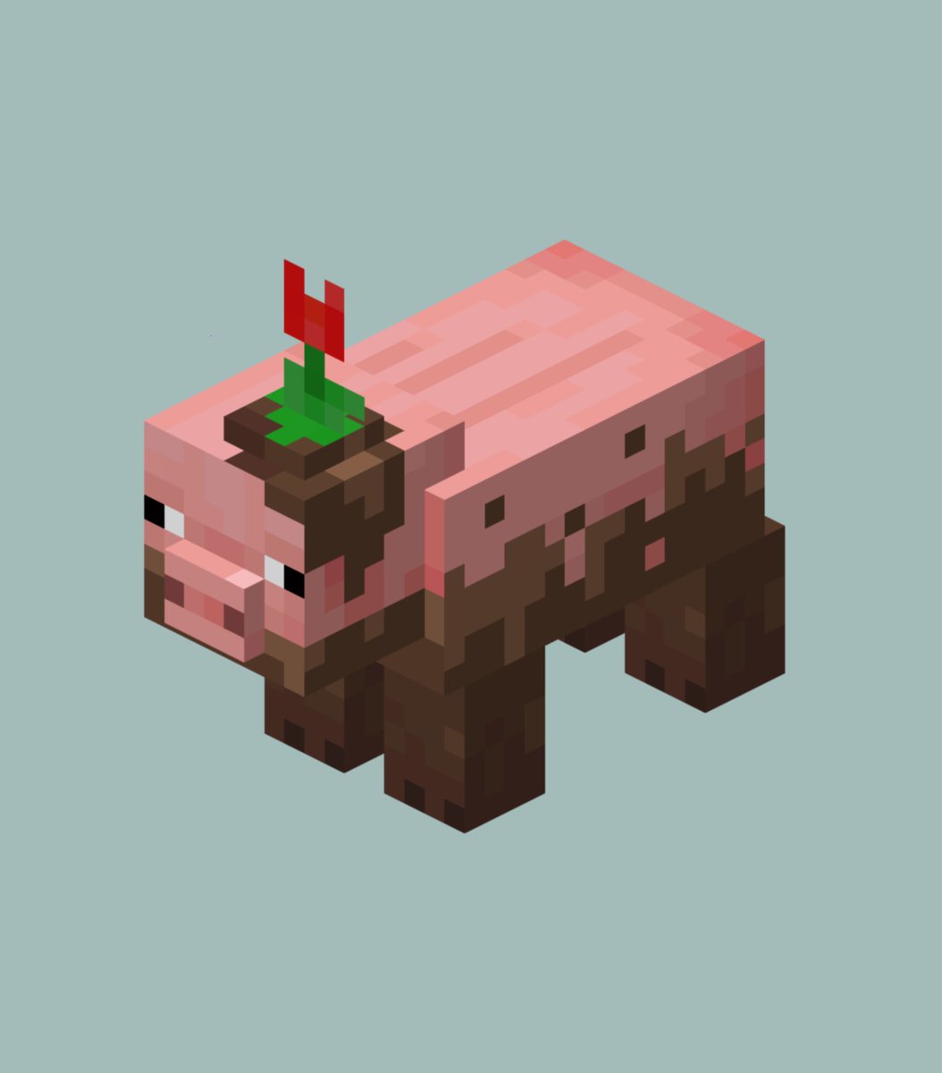wclfvee's tweet photo. wow another cute mob that would be really cool to see in vanilla minecraft !!! 

muddy pig : D https://t.co/7bFCtsB0iY