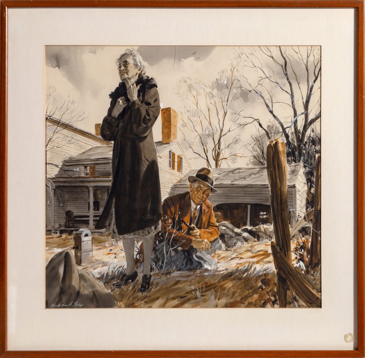 At #auction now with RoGallery by #NicholasRiley, A Man's Mother, 1940. 🍂An original watercolor #illustration for the The Saturday Evening Post. Strong emotions throughout this work, with great fall colors as well. Place your bids: liveauctioneers.com/item/91311234_…

#saturdayeveningpost