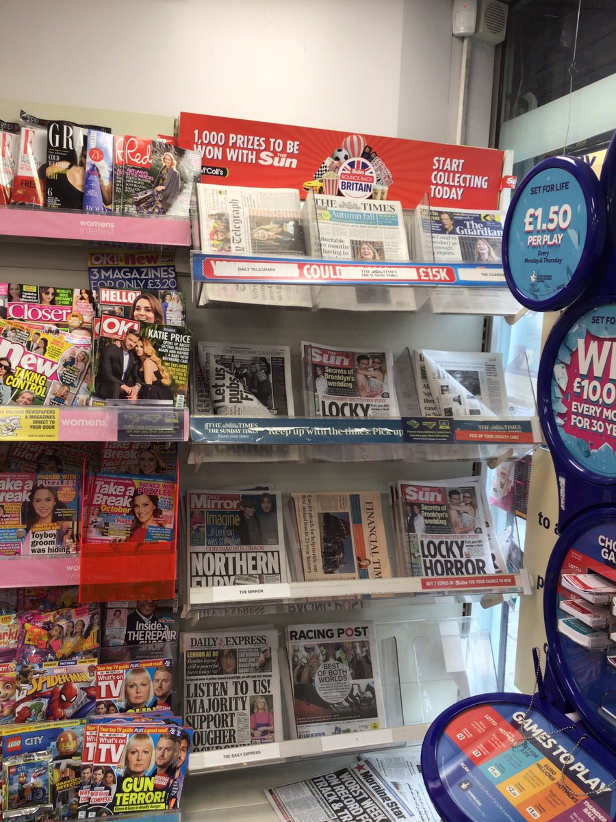 MaseehThesun's tweet photo. McColls in Greenford are ready for you to start collecting you #BounceBackBritain stamps from 5th October! 📰 #TheSun https://t.co/y9DRVonRI5