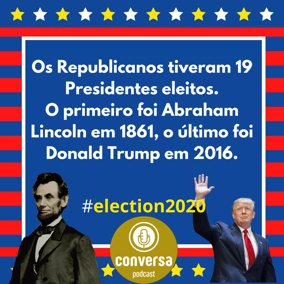 podcastconversa's tweet photo. Os Republicanos tiveram 19 Presidentes eleitos.
O primeiro foi Abraham Lincoln em 1861, o último foi Donald Trump em 2016.
#podcast #podcastconversa #conversa #usa #us #election2020 #election #eleicao #licoln #trump #republicans #direita #conversador #conservator #trump2020 https://t.co/NwqjVs1pTu