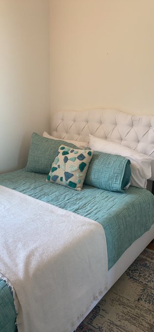 anyone in nyc want this full bed frame? will give it away for free ..fake suede like material https://t