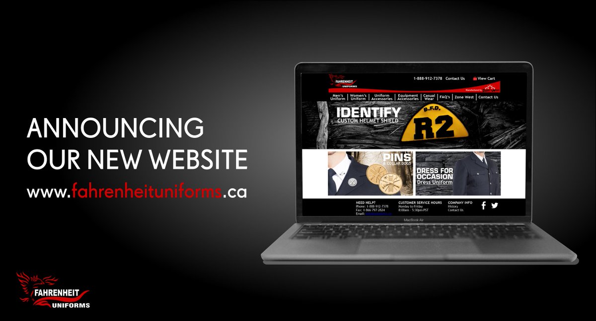 We are excited to announce our NEW website. Come check it out at fahrenheituniforms.ca #uniforms #OneStopShop #FireService