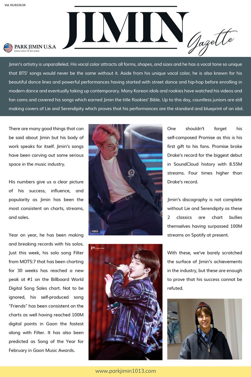 13 Jimin Values_Day 9Jimin has inspired us in so many ways. He always gives back to his community the best way possible. Inspired by the same values, we thought of doing something for Jimin’s community.Today is an exciting day for us as we present to you ”Jimin Gazette”.+