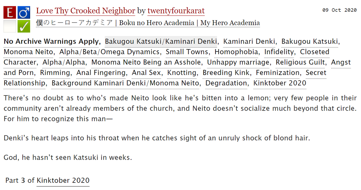Twen Tyfourkarat School Semi Hiatus Love Thy Crooked Neighbor Bakukami Bkkm Other Background Ship 5 8k E A B O Alpha Alpha Small Town Au Kinktober Feminization Knotting Breeding Kink