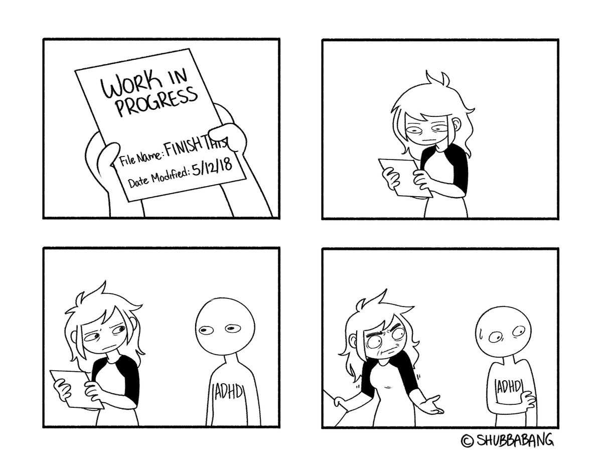 Shubbabang's tweet image. another adhd comic