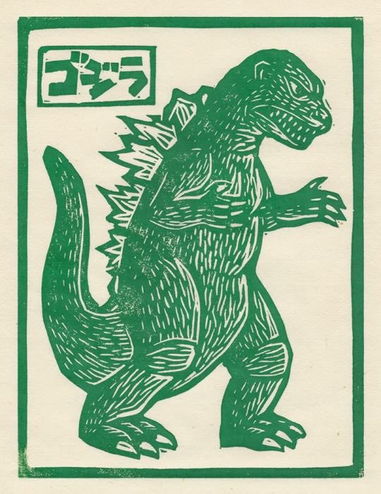 Linocut Kaiju series by Brian Reedy 
(instagram.com/brianreedy?igs…)
