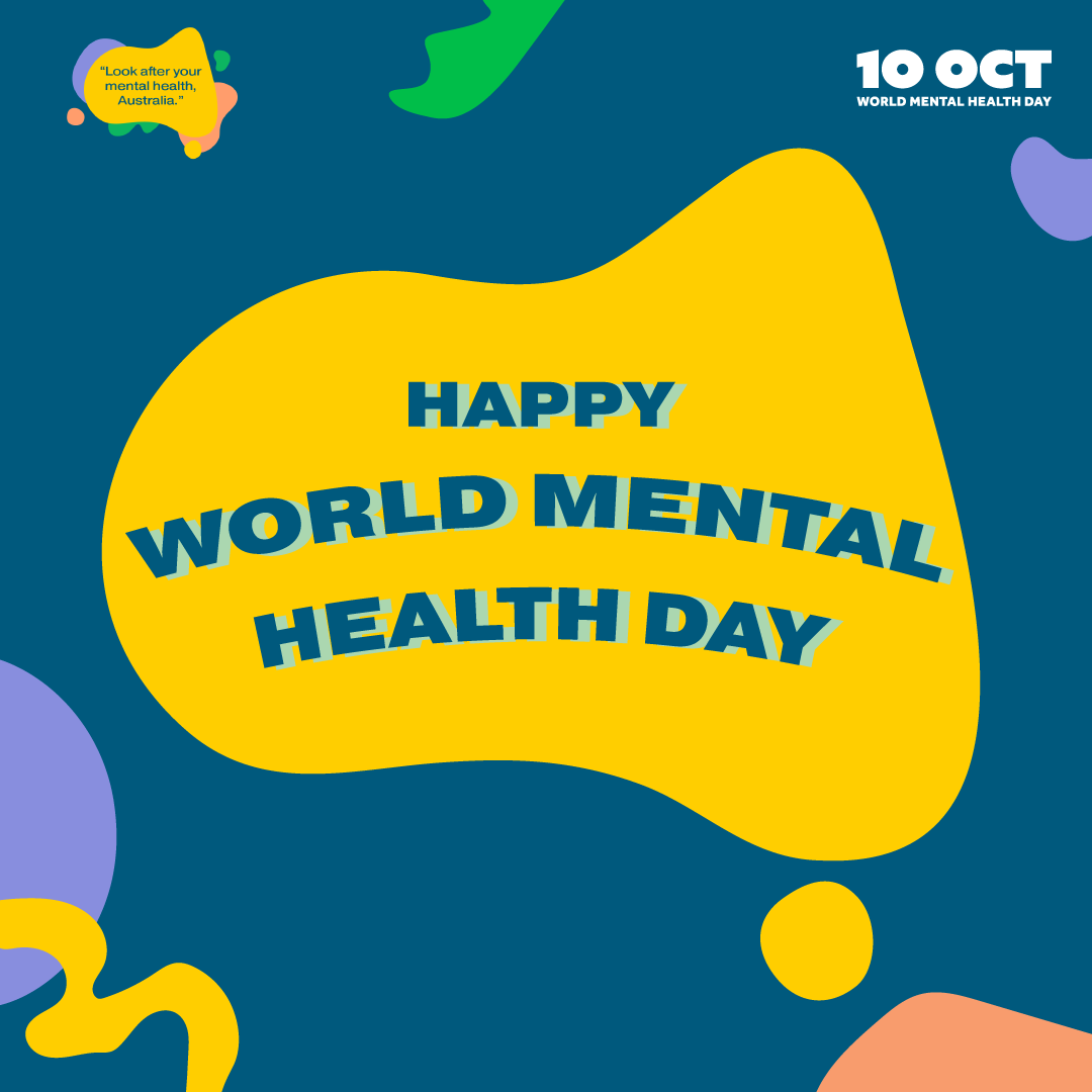 IT'S WORLD MENTAL HEALTH DAY! 🎉🎉
It's been a very difficult year &amp; our message has been simple: "Look after your mental health, Australia." Connect with loved ones, do whatever brings you joy, &amp; most of all - be kind to yourself ❤️ 
#WMHD2020 #LookAfterYourMentalHealthAustralia
