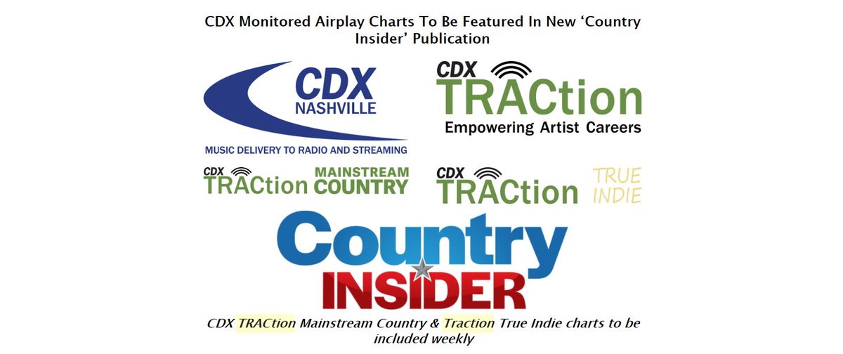 We've got a BIG ANNOUNCEMENT! 

The CDX TRACtion Mainstream County &amp; <a href="/CDXTrueIndie/">CDX True Indie</a> charts will be featured weekly in Country Insider by the team that delivers <a href="/InsideRadio/">InsideRadio</a> and Podcast News Daily to tens of thousands each day. #CountryMusic #NewMusic #indiemusic #newmusicfriday