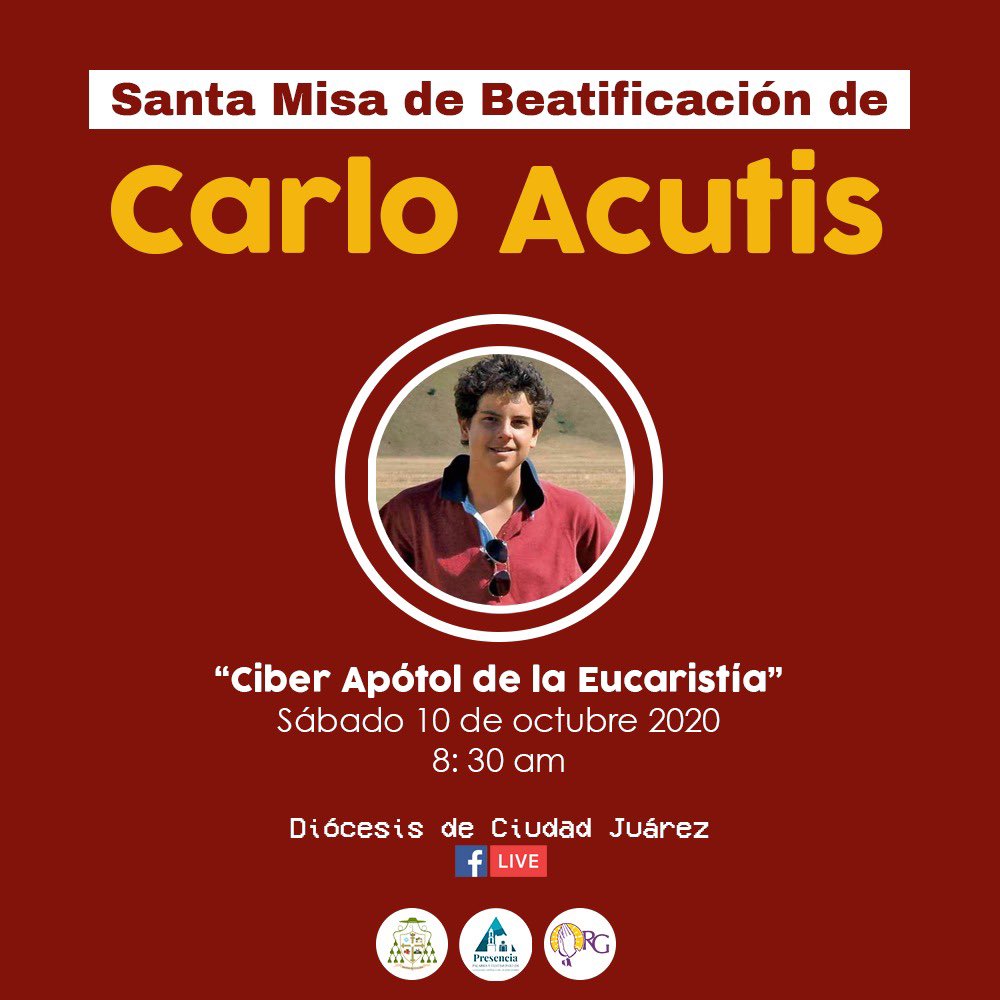 DiocesisCDJ's tweet photo. 🙏🏻 Mañana sábado 10 de octubre a las 8:30AM se realizará la Santa Misa de beatificación de Carlo Acutis. Únete a nuestra transmisión desde Asís, Italia.
🎥 En vivo #FacebookLive 
https://t.co/rWpLB1cmmq https://t.co/zHVnygBJ82