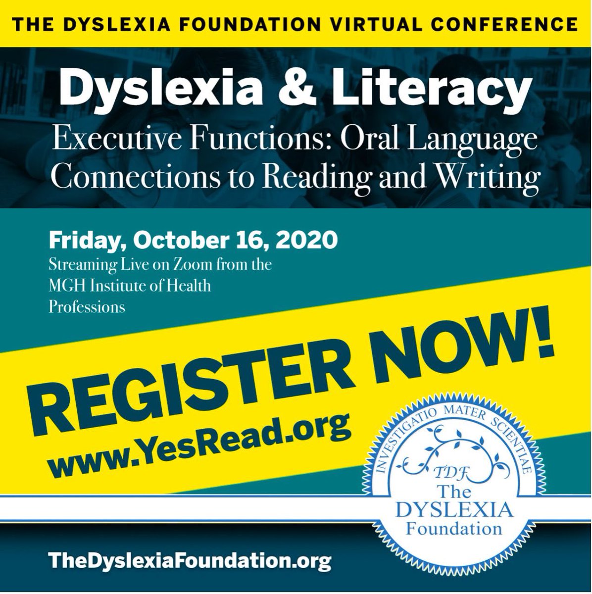 Join us next Friday, register now at yesread.org. #dyslexia #literacy #thedyslexiafoundation