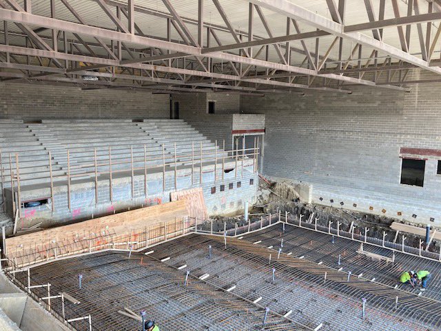UAMensAquatics's tweet photo. Updated pictures from the second floor mezzanine window of the new pool, the bottom should be poured in the next few weeks! #gobears #homegrown @uawaterbears @Swimming_UA @Girls_Aquatics @UAHSAthletics @UABearsStrength https://t.co/qYiiYHuzC4