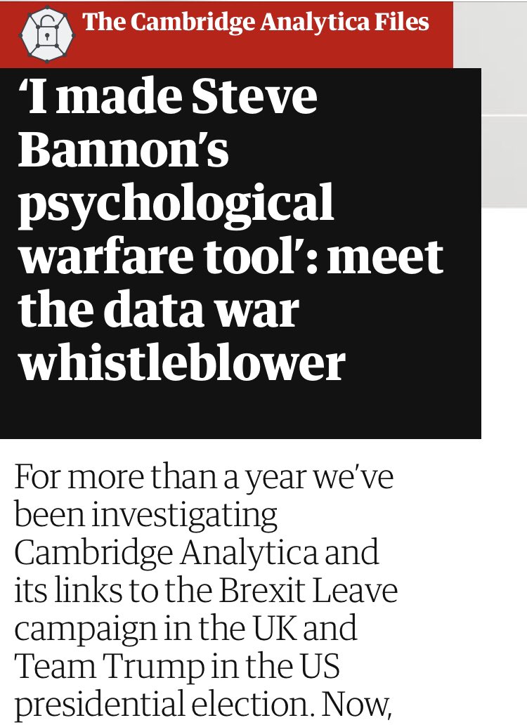 The media quickly circled the wagons on the story. The real leader was  @guardian, who dedicated an entire subset of their reporting to “Cambridge Analytica and it’s links to the Brexit Leave campaign in the UK and the Trump Team.”Not sure that was a great use of resources.